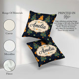 Custom Name Cute Cartoon Trees Stars Navy Night Seamless Pattern Square Filled Cushion Throw Pillow Sofa Bed Home Decor Zip Washable UK Made