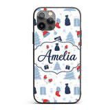 Winter Christmas Trees Gifts Mittens Seamless Custom Name Protective Phone Case Mobile Cover Durable Everyday Smartphone Shock Resistant