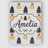 Personalised Name Scandi Christmas Trees Custom  Unique Gift Idea Elegant Feature Canvas Wall Art Print Decor Picture Ready to Hang