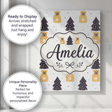 Personalised Name Scandi Christmas Trees Custom  Unique Gift Idea Elegant Feature Canvas Wall Art Print Decor Picture Ready to Hang