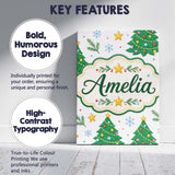 Personalised Name Decorated Christmas Trees Custom  Bespoke Interior Contemporary Canvas Wall Art Print Decor Picture Ready to Hang