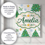 Personalised Name Decorated Christmas Trees Custom  Bespoke Interior Contemporary Canvas Wall Art Print Decor Picture Ready to Hang