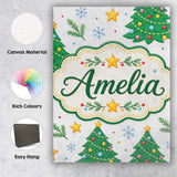 Personalised Name Decorated Christmas Trees Custom  Bespoke Interior Contemporary Canvas Wall Art Print Decor Picture Ready to Hang
