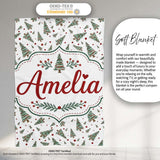 Watercolor Christmas Trees Red Dots Winter Seamless Pattern Lovely  Personalised Custom Name Super Soft Fleece Blanket Bed Sofa Throw