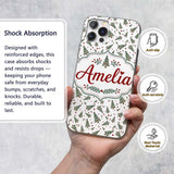 Watercolor Christmas Trees Red Printed Design Custom Name Protective Phone Case Mobile Cover Durable Everyday Smartphone Shock Resistant