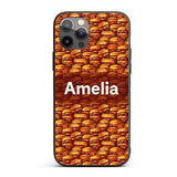 Dense Burger Stack Seamless Pattern Fast Food Custom Name Protective Phone Case Mobile Cover Durable Everyday Smartphone Shock Resistant