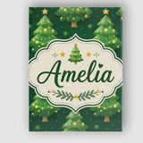 Personalised Name Cute Green Christmas Custom  Modern Room Accent Elegant Feature Canvas Wall Art Print Decor Picture Ready to Hang