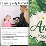 Cute Green Christmas Trees Golden Ornaments Seamless Pattern Lovely  Personalised Custom Name Super Soft Fleece Blanket Bed Sofa Throw