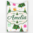 Festive Christmas Trees Gifts Holiday Seamless Pattern Lovely  Personalised Custom Name Super Soft Fleece Blanket Bed Sofa Throw