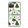 Festive Christmas Trees Gifts Holiday Seamless Custom Name Protective Phone Case Mobile Cover Durable Everyday Smartphone Shock Resistant
