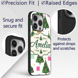 Festive Christmas Trees Gifts Holiday Seamless Custom Name Protective Phone Case Mobile Cover Durable Everyday Smartphone Shock Resistant