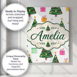 Personalised Name Festive Christmas Trees Custom  Unique Gift Idea Elegant Feature Canvas Wall Art Print Decor Picture Ready to Hang