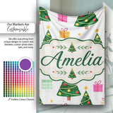 Festive Christmas Trees Gifts Holiday Seamless Pattern Lovely  Personalised Custom Name Super Soft Fleece Blanket Bed Sofa Throw