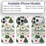 Festive Christmas Trees Gifts Holiday Seamless Custom Name Protective Phone Case Mobile Cover Durable Everyday Smartphone Shock Resistant