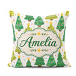 Custom Name Cute Mixed Christmas Trees Colorful Festive Seamless Square Filled Cushion Throw Pillow Sofa Bed Home Decor Zip Washable UK Made