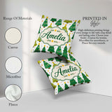 Custom Name Cute Mixed Christmas Trees Colorful Festive Seamless Square Filled Cushion Throw Pillow Sofa Bed Home Decor Zip Washable UK Made