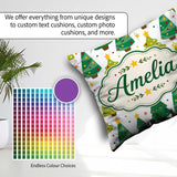 Custom Name Cute Mixed Christmas Trees Colorful Festive Seamless Square Filled Cushion Throw Pillow Sofa Bed Home Decor Zip Washable UK Made