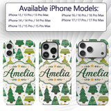 Cute Mixed Christmas Trees Decorative Design Custom Name Protective Phone Case Mobile Cover Durable Everyday Smartphone Shock Resistant