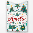 Decorated Christmas Trees Berries Winter Foliage Seamless Pattern  Personalised Custom Name Super Soft Fleece Blanket Bed Sofa Throw