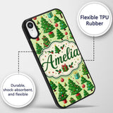 Whimsical Christmas Trees Gifts Ornaments Festive Custom Name Protective Phone Case Mobile Cover Durable Everyday Smartphone Shock Resistant