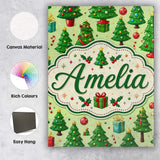 Personalised Name Whimsical Christmas Trees Custom  Bespoke Interior Contemporary Canvas Wall Art Print Decor Picture Ready to Hang