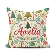 Custom Name Style Christmas Trees Snowflakes Candy Cane Seamless Square Filled Cushion Throw Pillow Sofa Bed Home Decor Zip Washable UK Made
