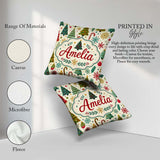 Custom Name Style Christmas Trees Snowflakes Candy Cane Seamless Square Filled Cushion Throw Pillow Sofa Bed Home Decor Zip Washable UK Made