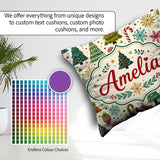 Custom Name Style Christmas Trees Snowflakes Candy Cane Seamless Square Filled Cushion Throw Pillow Sofa Bed Home Decor Zip Washable UK Made