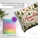 Custom Name Rustic Christmas Trees Stars Holiday Winter Seamless Square Filled Cushion Throw Pillow Sofa Bed Home Decor Zip Washable UK Made