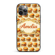 Vintage Burger Illustration Seamless Pattern Fast Custom Name Protective Phone Case Mobile Cover Durable Everyday Smartphone Shock Resistant