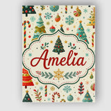 Personalised Name Christmas Trees Ornaments Custom  Bespoke Interior Contemporary Canvas Wall Art Print Decor Picture Ready to Hang