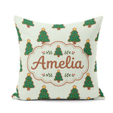 Custom Name Christmas Tree Cookies with Colorful Lights Seamless Square Filled Cushion Throw Pillow Sofa Bed Home Decor Zip Washable UK Made
