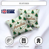 Custom Name Christmas Tree Cookies with Colorful Lights Seamless Square Filled Cushion Throw Pillow Sofa Bed Home Decor Zip Washable UK Made