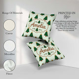 Custom Name Christmas Tree Cookies with Colorful Lights Seamless Square Filled Cushion Throw Pillow Sofa Bed Home Decor Zip Washable UK Made