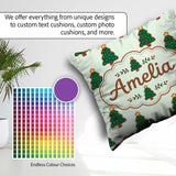 Custom Name Christmas Tree Cookies with Colorful Lights Seamless Square Filled Cushion Throw Pillow Sofa Bed Home Decor Zip Washable UK Made