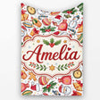 Cute Christmas Santa Gifts Snowman Candy Seamless Pattern Lovely  Personalised Custom Name Super Soft Fleece Blanket Bed Sofa Throw