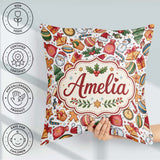 Custom Name Christmas Santa Gifts Snowman Candy Seamless Pattern Square Filled Cushion Throw Pillow Sofa Bed Home Decor Zip Washable UK Made
