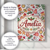 Personalised Name Cute Christmas Santa Custom  Modern Room Accent Elegant Feature Canvas Wall Art Print Decor Picture Ready to Hang