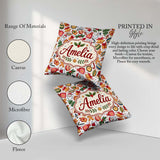 Custom Name Christmas Santa Gifts Snowman Candy Seamless Pattern Square Filled Cushion Throw Pillow Sofa Bed Home Decor Zip Washable UK Made