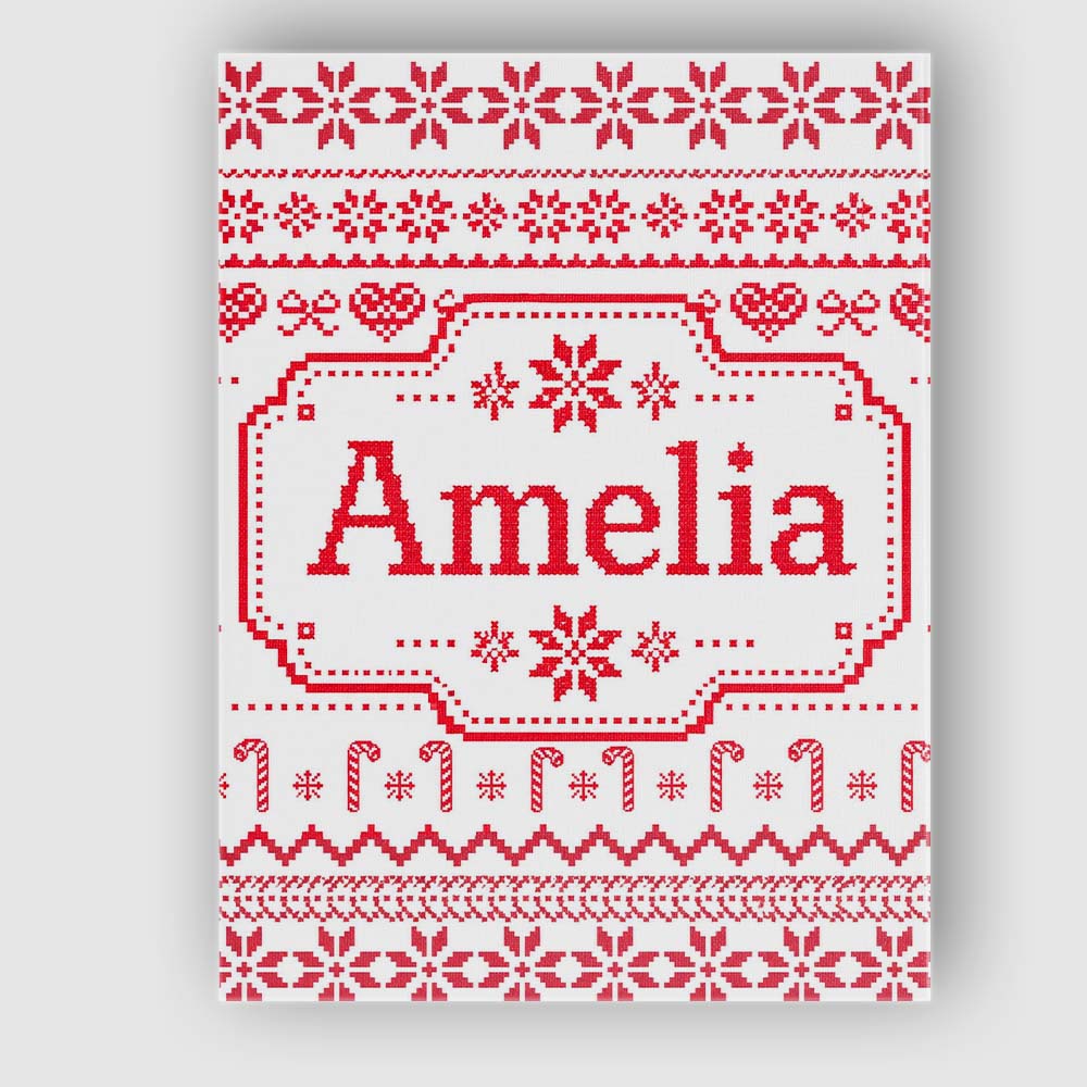 Personalised Name Scandinavian Red Nordic Custom  Unique Gift Idea Elegant Feature Canvas Wall Art Print Decor Picture Ready to Hang