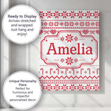 Personalised Name Scandinavian Red Nordic Custom  Unique Gift Idea Elegant Feature Canvas Wall Art Print Decor Picture Ready to Hang