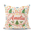 Custom Name Christmas Cookies Candy Canes Gifts and Tree Pattern Square Filled Cushion Throw Pillow Sofa Bed Home Decor Zip Washable UK Made