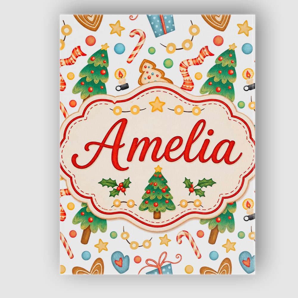 Personalised Name Cute Christmas Cookies Custom  Unique Gift Idea Elegant Feature Canvas Wall Art Print Decor Picture Ready to Hang
