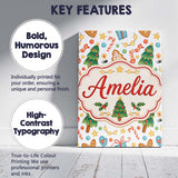 Personalised Name Cute Christmas Cookies Custom  Unique Gift Idea Elegant Feature Canvas Wall Art Print Decor Picture Ready to Hang