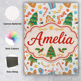 Personalised Name Cute Christmas Cookies Custom  Unique Gift Idea Elegant Feature Canvas Wall Art Print Decor Picture Ready to Hang