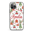 Watercolor Winter Village Houses Trees Cars Snow Custom Name Protective Phone Case Mobile Cover Durable Everyday Smartphone Shock Resistant