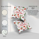 Custom Name Watercolor Winter Village Houses Trees Cars Seamless Square Filled Cushion Throw Pillow Sofa Bed Home Decor Zip Washable UK Made