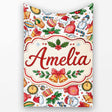 Cute Christmas Santa Gifts Candy Snowman Seamless Pattern Lovely  Personalised Custom Name Super Soft Fleece Blanket Bed Sofa Throw