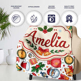 Cute Christmas Santa Gifts Candy Snowman Seamless Pattern Lovely  Personalised Custom Name Super Soft Fleece Blanket Bed Sofa Throw