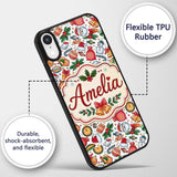 Cute Christmas Santa Gifts Candy Snowman Seamless Custom Name Protective Phone Case Mobile Cover Durable Everyday Smartphone Shock Resistant